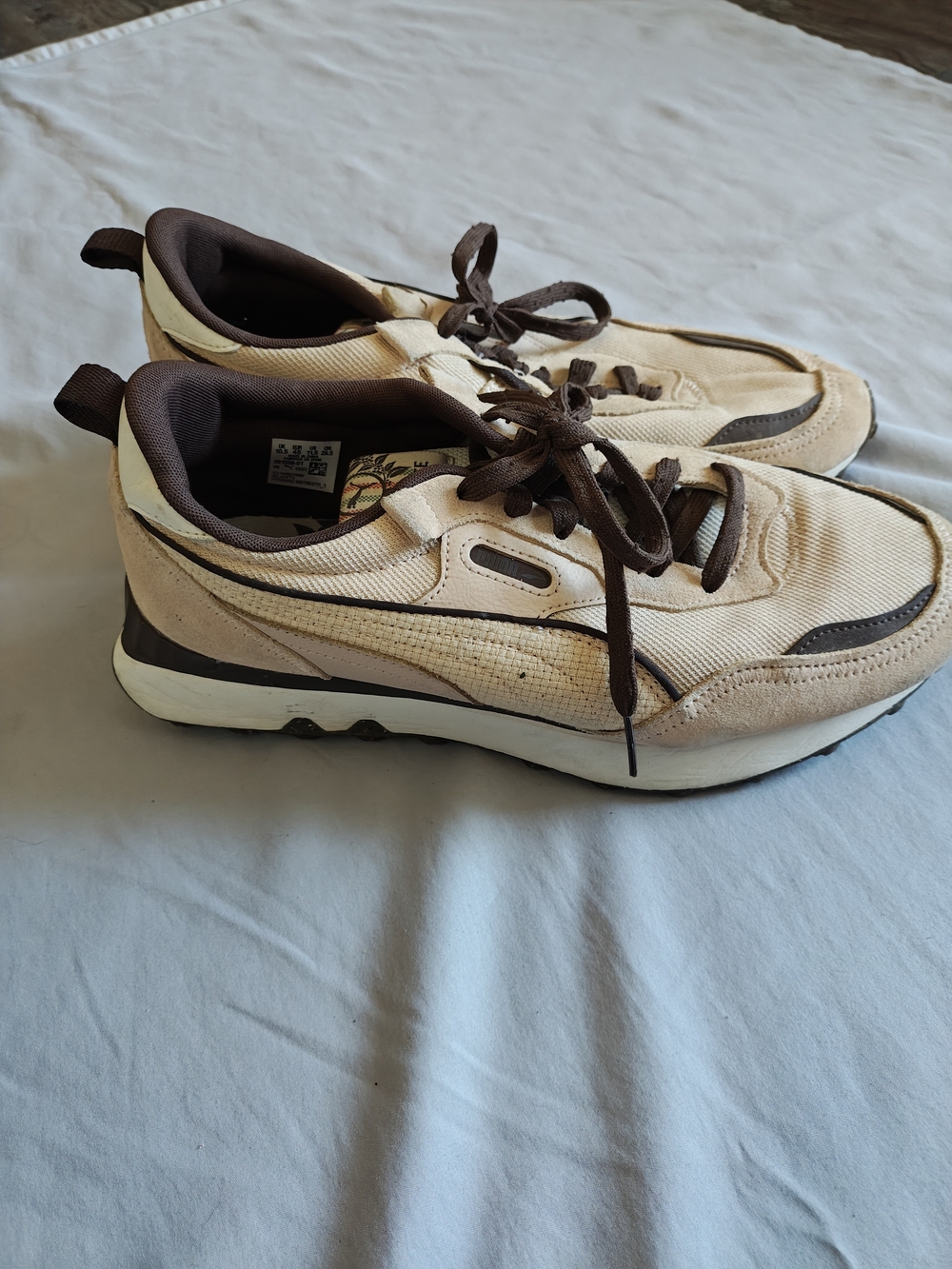 Puma Men's Lace-Up Sneakers in Beige and Brown